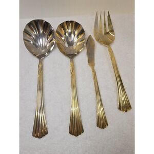Farberware Chambord 4 pc set gold Serving Flatware Butter Fork Spoon *READ Korea